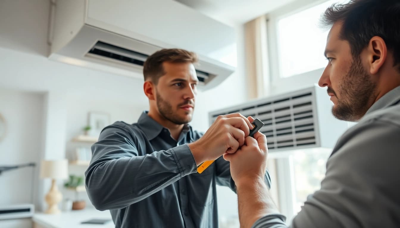 Air Conditioning Repair Tampa: Technician fixing a residential air conditioning unit.