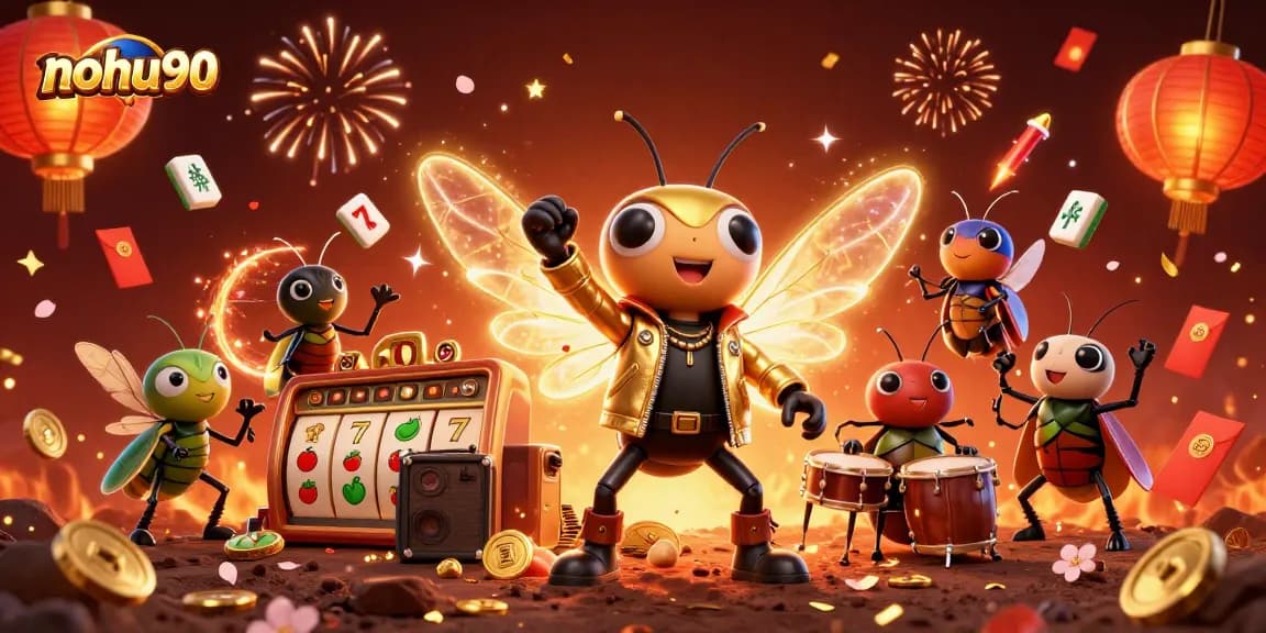Engage with thrilling slots and jackpots at nohu90 in this vibrant casino-themed illustration.