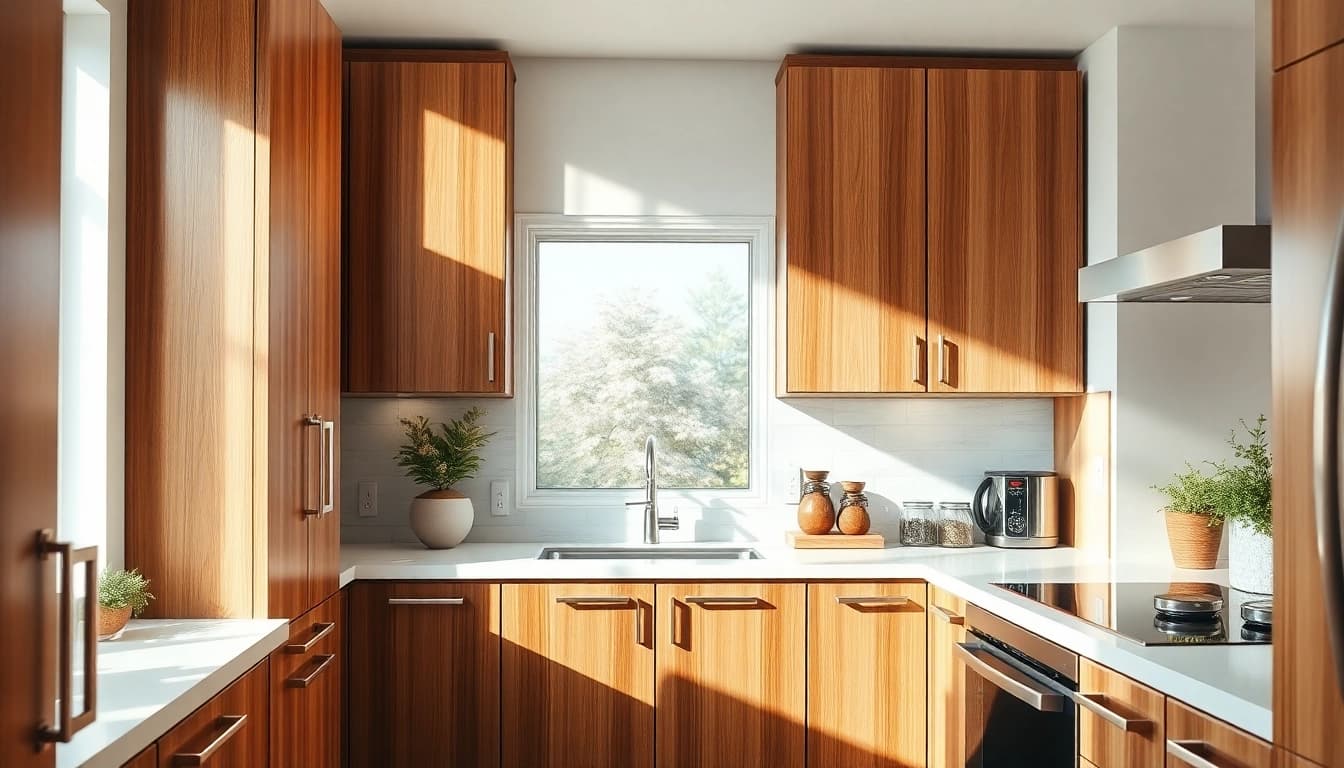 Cabinet Refacing Largo FL showcases a modern kitchen with beautifully updated cabinetry and natural sunlight.