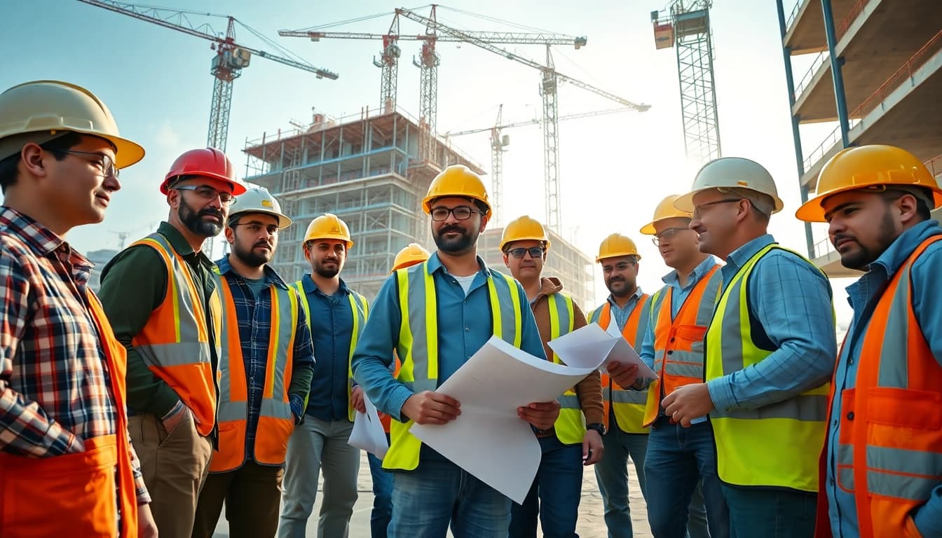 Enhancing construction workforce development through teamwork and skill on a busy job site.