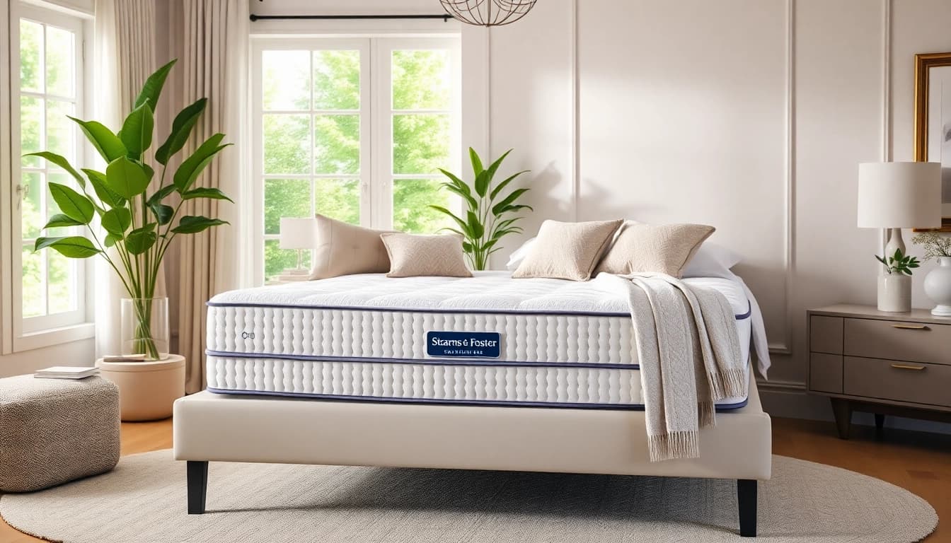 Shop the stearns and foster mattress sale with a luxurious bedding setup that invites relaxation.