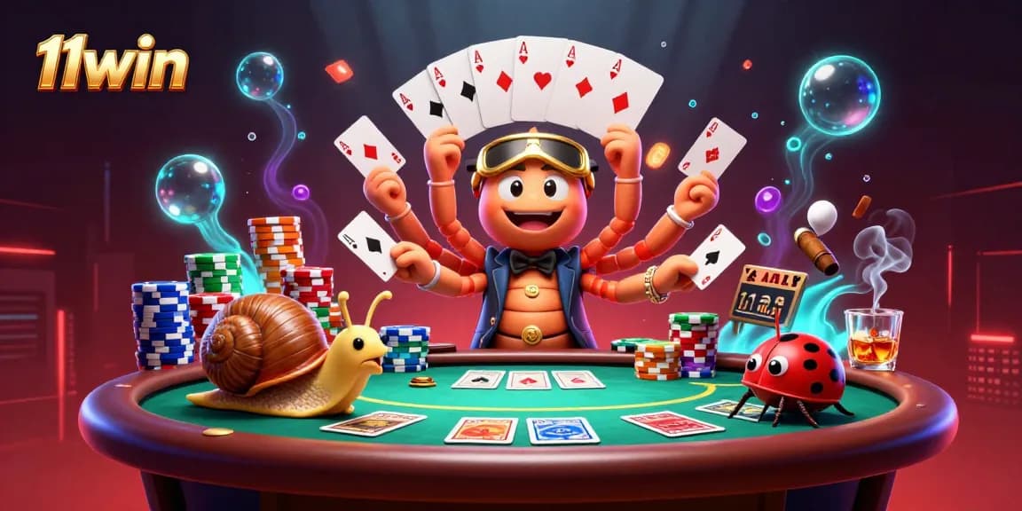 Experience thrilling gameplay at 11win with a vibrant casino scene featuring our unique characters.