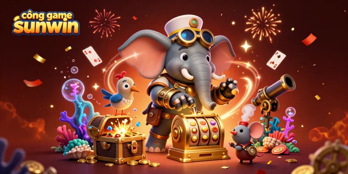 Experience the excitement of cổng game sunwin with a vibrant steampunk-themed casino illustration.