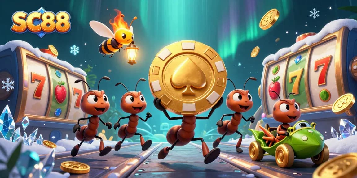 SC88 reveals a whimsical 3D heist with cartoon ants carrying a giant poker chip.