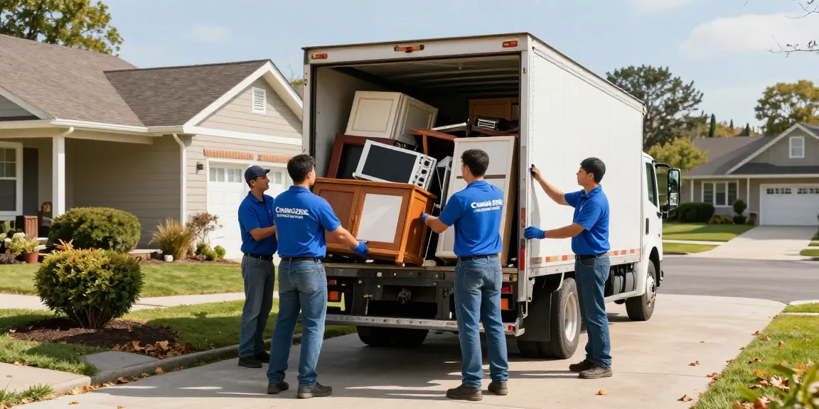 Efficient team performing target Junk Removal Vancouver loading junk into truck