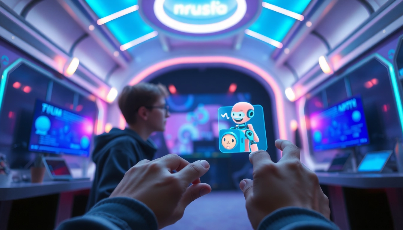 Immersive AI interaction showcasing crush on ai with vibrant characters and sleek interfaces.