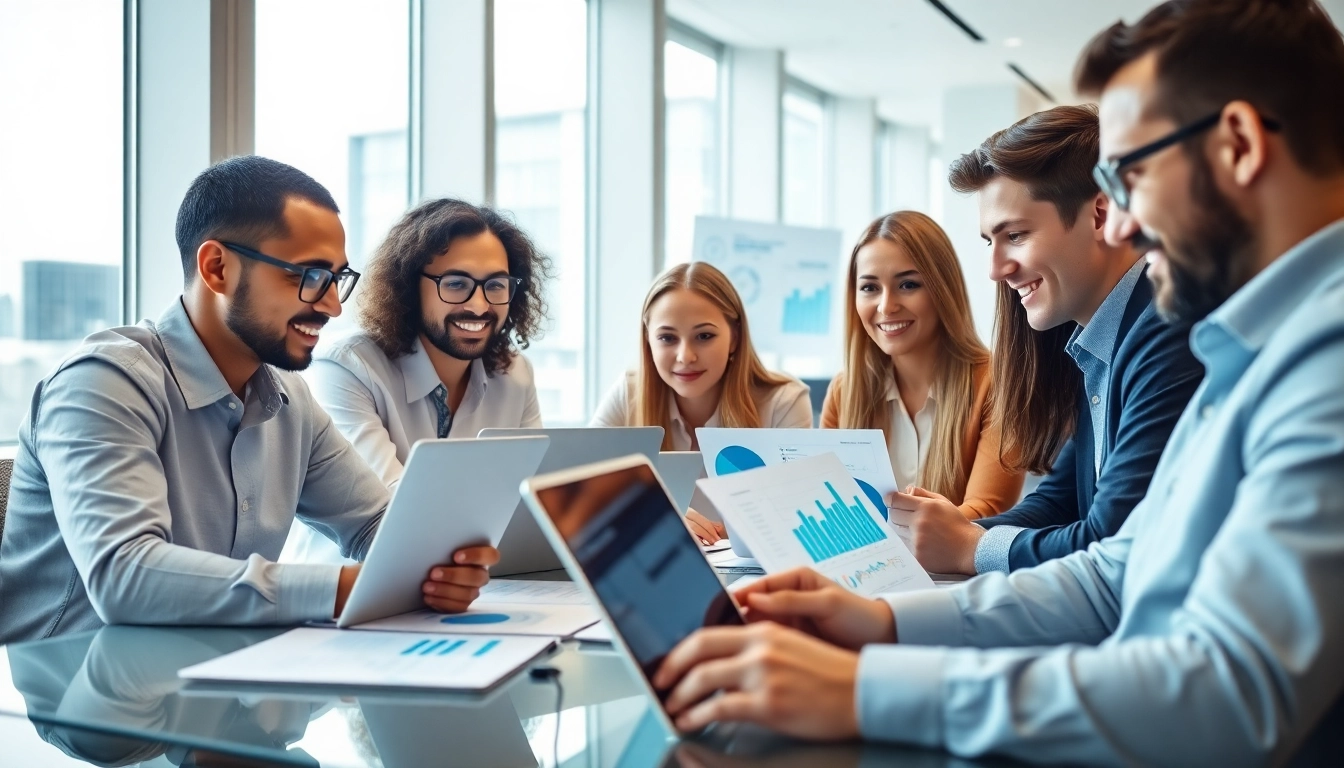 Analyze b2b competitive intelligence data during a collaborative business meeting in a modern office.