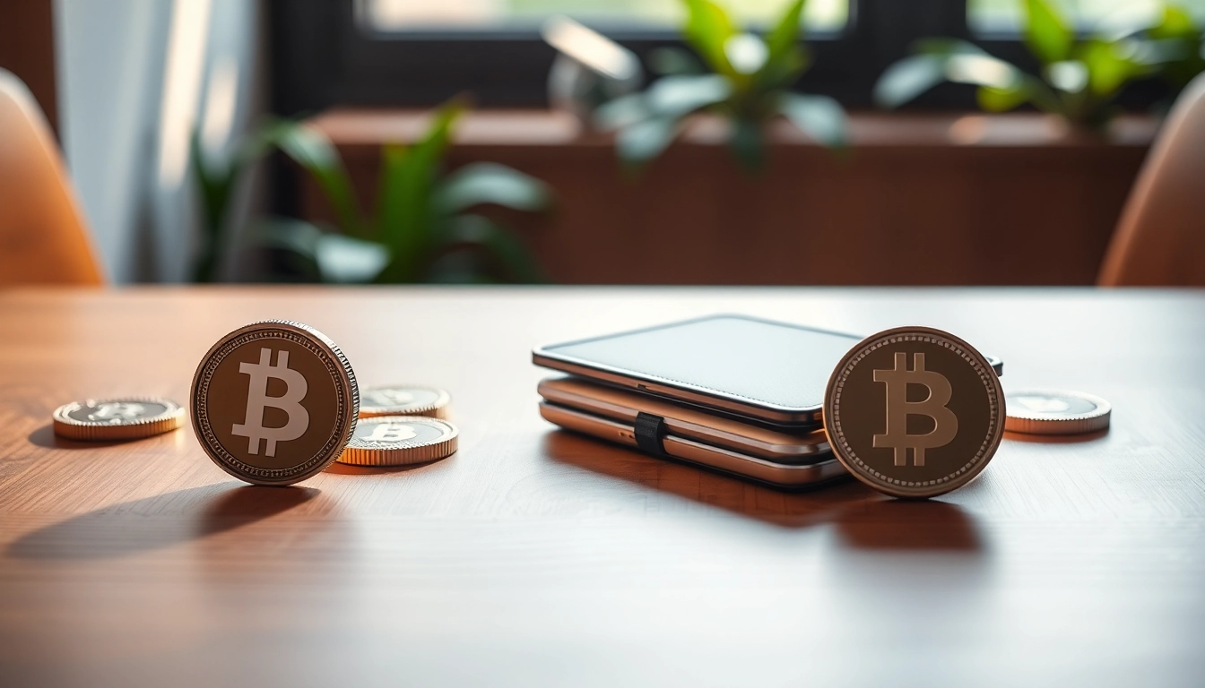 Showcase of a secure Crypto Wallet surrounded by digital currency icons for financial management.