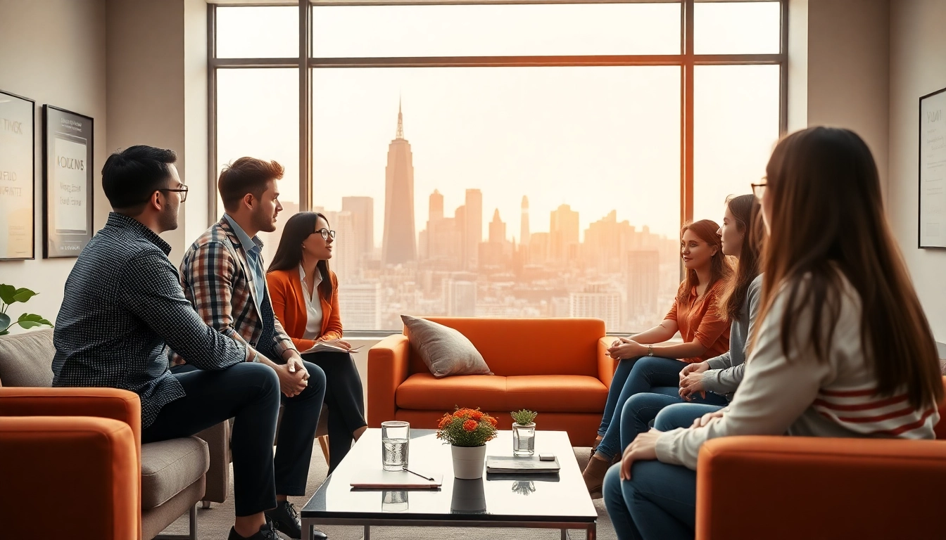 Engaging business coach san Francisco leading a diverse team in a modern office.