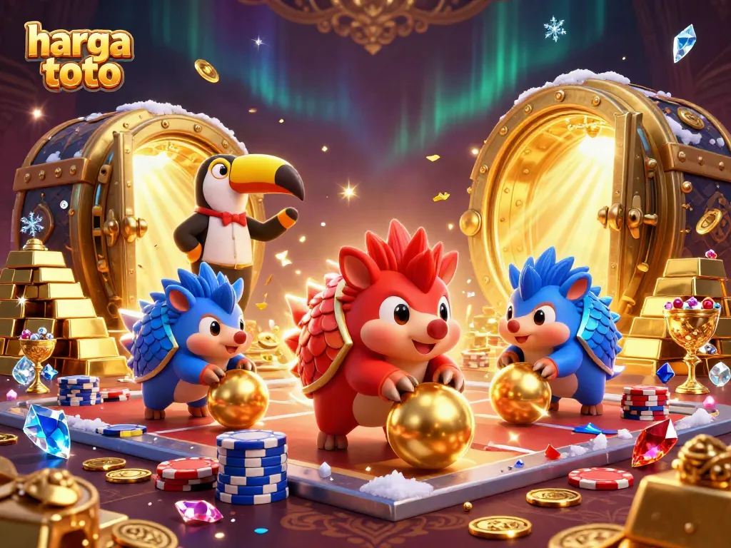 Experience the winning thrill of harga toto with playful pangolins battling in a casino scene.