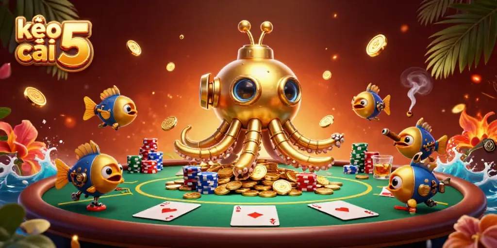 Experience thrilling action with kèo nhà cái 5 featuring a lively kraken submarine and poker scene.