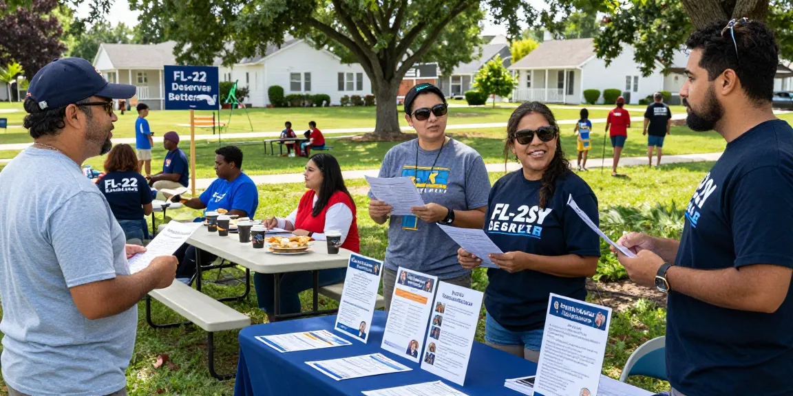Casey Askar engaging with voters at a community event in FL-22