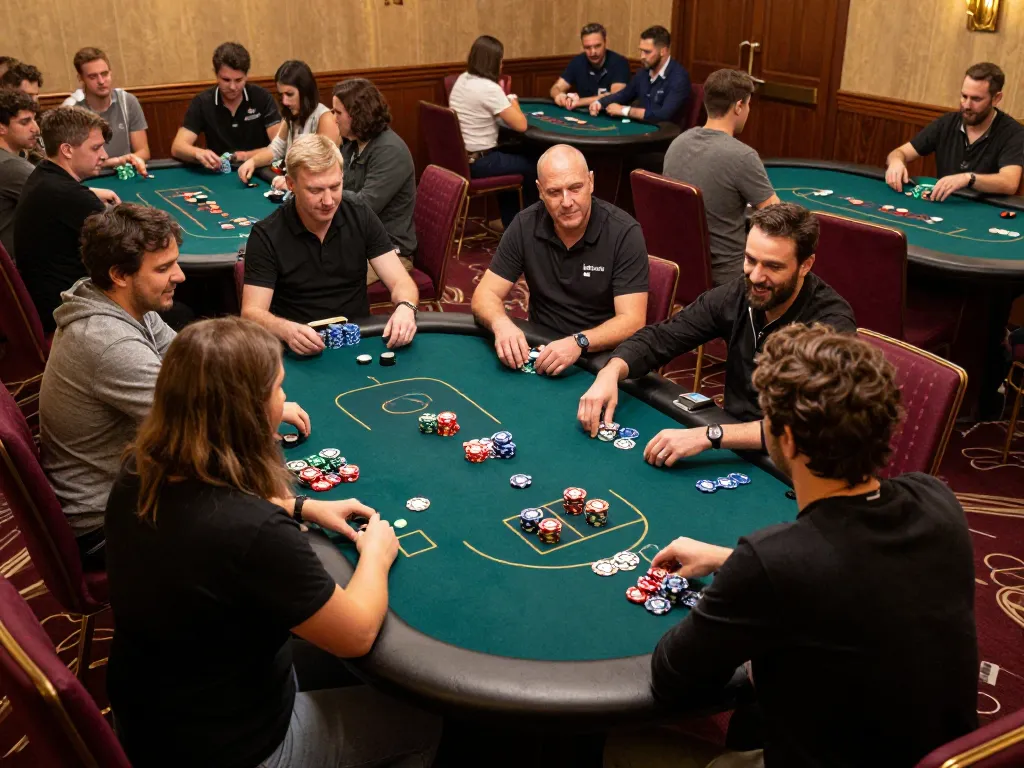 Players at hitclub experience high-stakes poker excitement in a vibrant casino atmosphere.