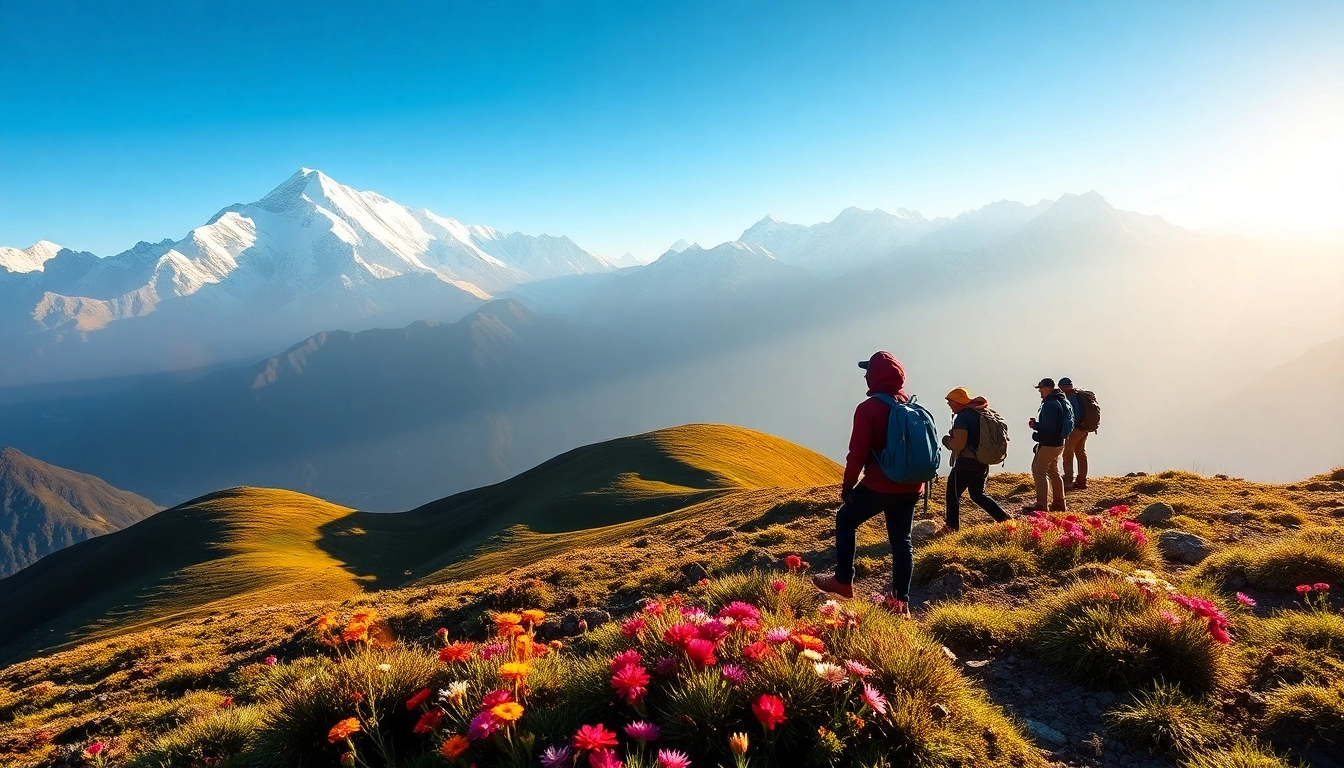 Trekkers enjoying the scenic beauty during the sandakphu trek surrounded by majestic mountains.