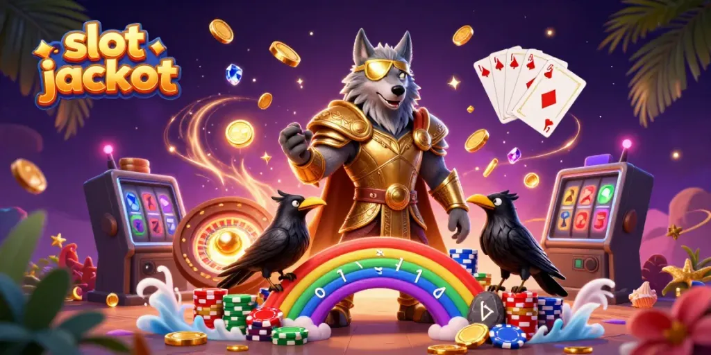 Menangkan slot jackpot dengan Odin dan burung gagak, dalam ilustrasi kasino yang memukau.