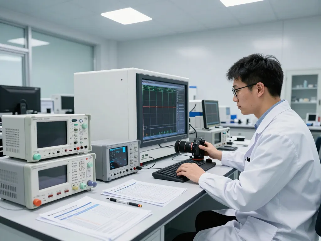ICES compliance testing in a state-of-the-art EMC laboratory with an engineer conducting RF tests using advanced equipment.
