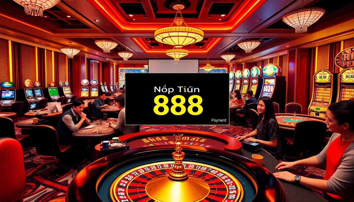Nạp Tiền 888new options displayed on a luxurious casino interface with poker chips and slot machines.