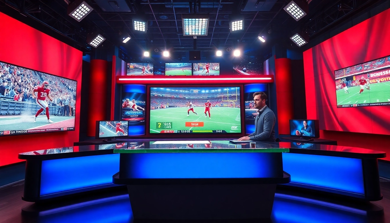 Capture of a sports broadcasting anchor presenting the latest highlights and updates.