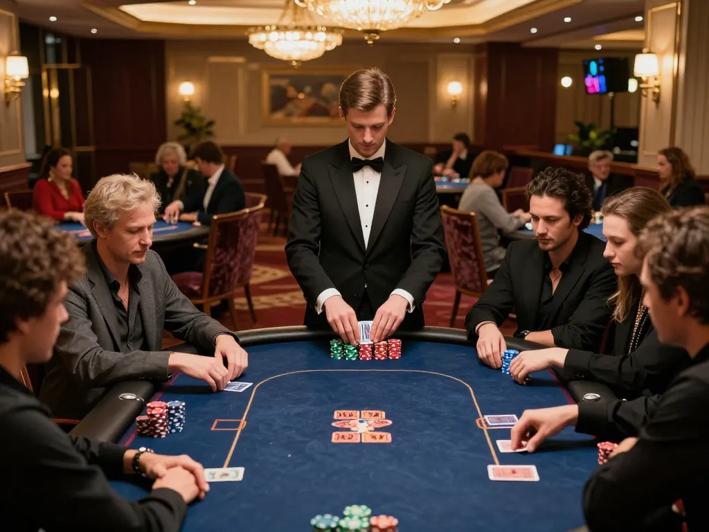 Players strategizing in the luxe lc88 poker room, engaging in high-stakes gameplay.
