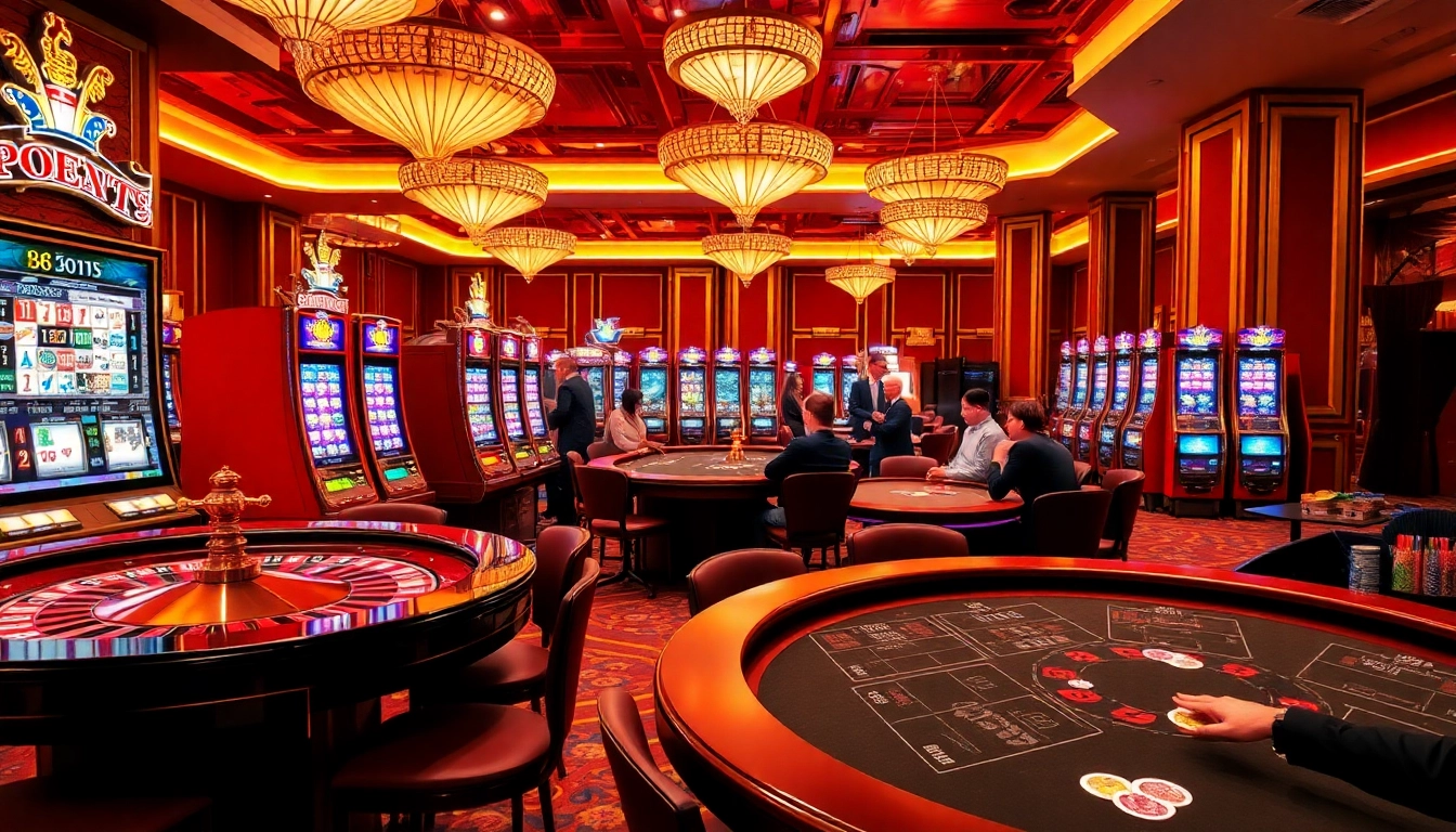 Experience the excitement of pg88 with elegant casino visuals featuring engaging slot machines and poker tables.