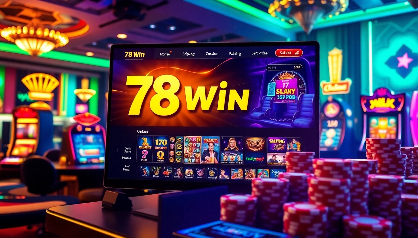 Players experiencing the thrilling online games at 78 Win casino platform, showcasing vibrant casino elements.