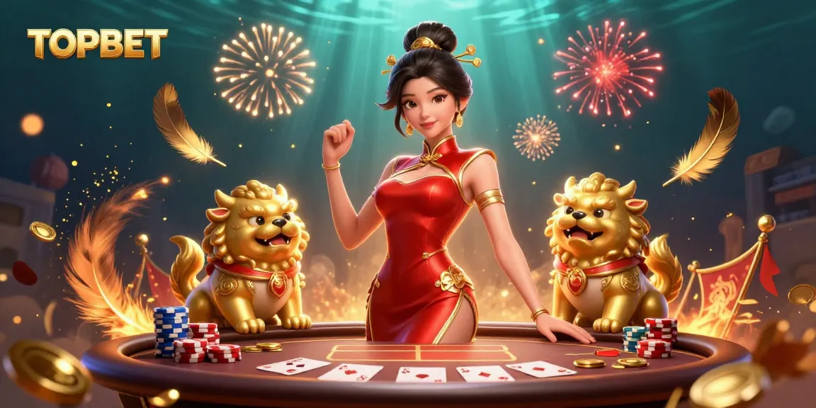 Place bets at TOPBET with a glamorous dealer and royal flush hand illustration