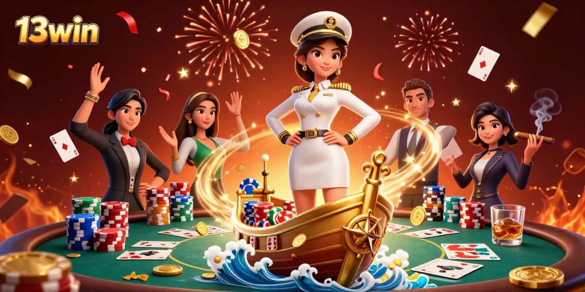 Win big with 13win at the dynamic poker table featuring lavish elements and Asian elegance.