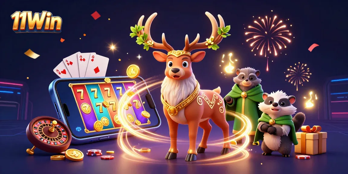 Experience the thrill of 11Win casino gaming with colorful slots, cards, and festive elements!