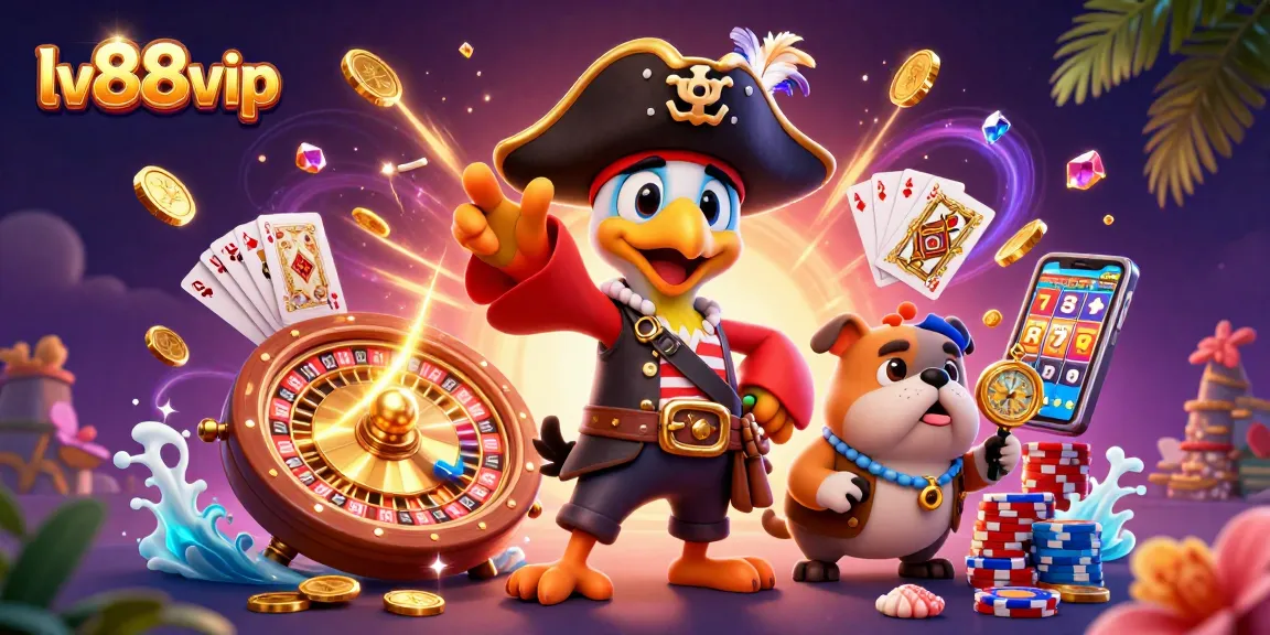 Join the action at lv88vip with a vibrant 3D casino scene featuring gambling characters and dynamic game elements.