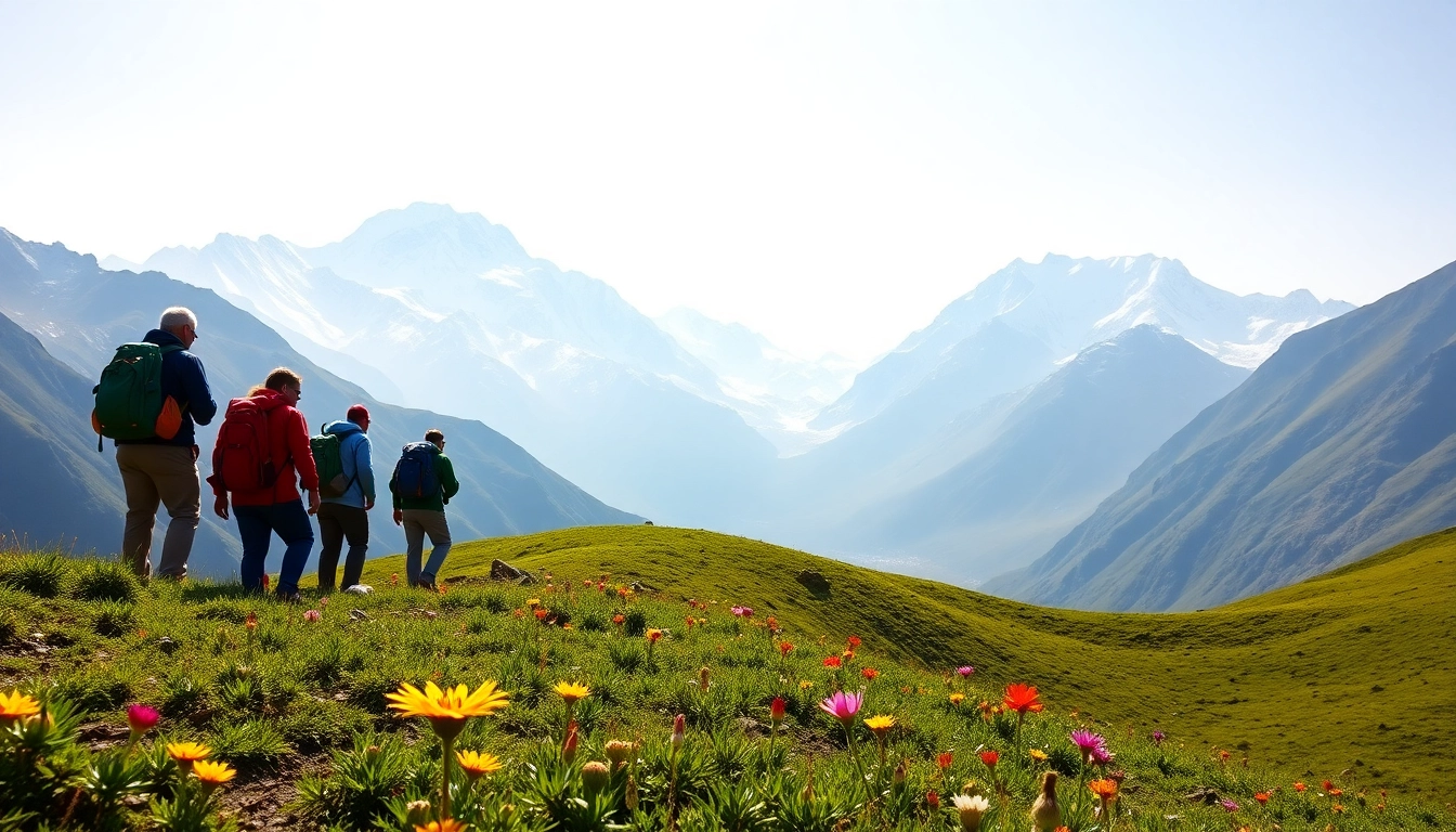 Trekkers enjoying the scenic beauty during the sandakphu trek surrounded by majestic mountains. related image