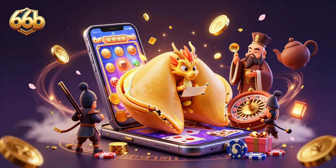 Experience thrilling gameplay with 66b in a vibrant casino scene featuring exciting slot games and golden treasures.