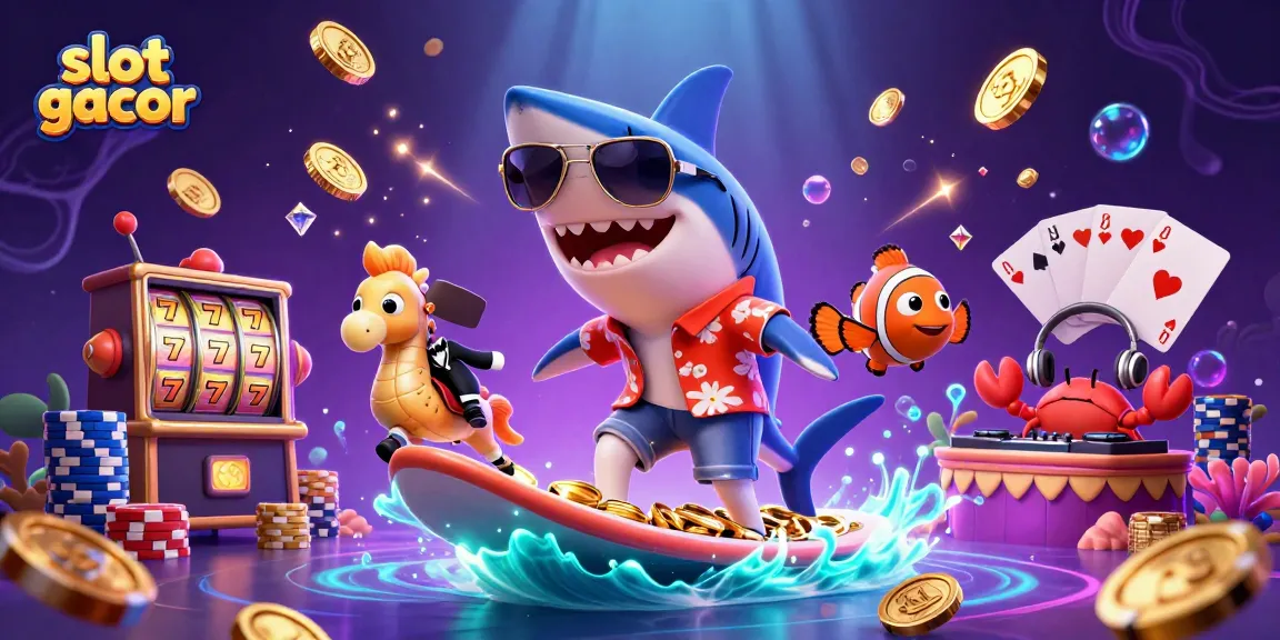 Experience the excitement of slot gacor with vibrant 3D characters celebrating under glowing underwater effects.