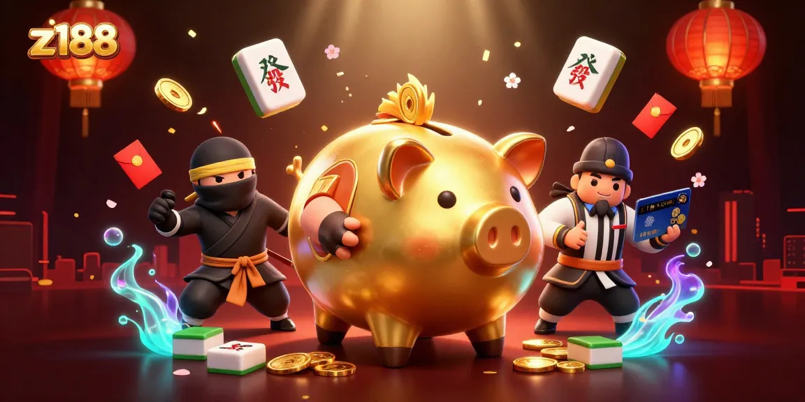 Experience winning thrills at z188 with a lively casino scene featuring vibrant characters and game elements.