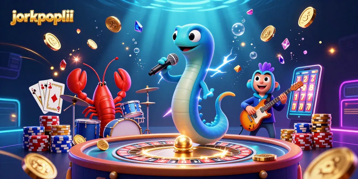 jorkpoplil features an electric eel DJ, lobster drummer, and seahorse guitarist in a rich underwater casino scene.